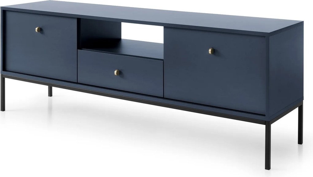 Szafka RTV stojąca MONDO 153,4 cm do Salonu pod Telewizor 1 Szuflada - Odcienie granatowego