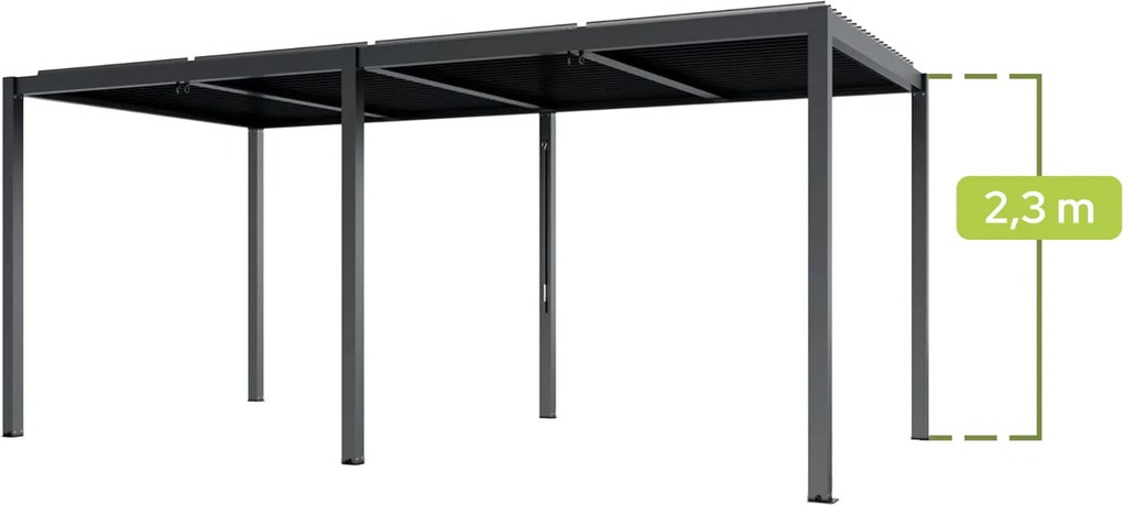 PERGOLA OGRODOWA LUXE 5.8x4x2.3M ALUMINIOWA Z MANUALNYM OTWIERANIEM DACHU ANTRACYT