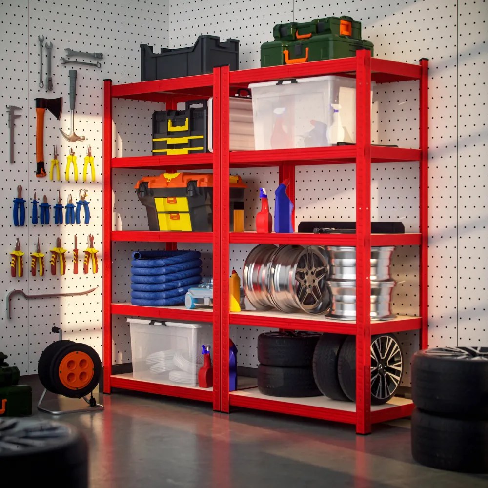 Regał o dużej nośności HEAVY, max. 875kg, 180×90×40cm, czerwony Monzana