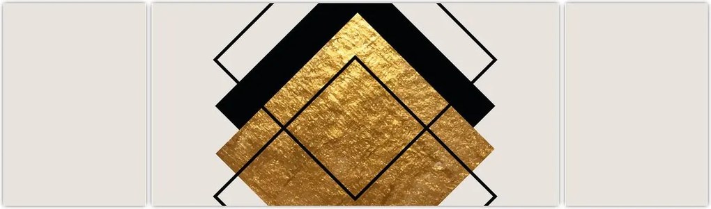 Obraz - Abstrakcja złoto-biała N⁰1 (170x50 cm)