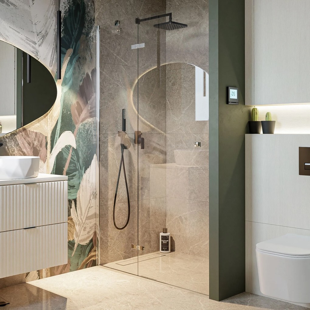 Drzwi prysznicowe uchylne 110 cm, szkło transparentne profile chromowane LAPAZ