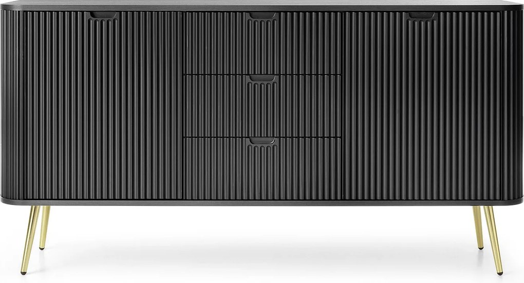 Komoda czarna, nogi: złote, 168 x 87 x 39 cm
