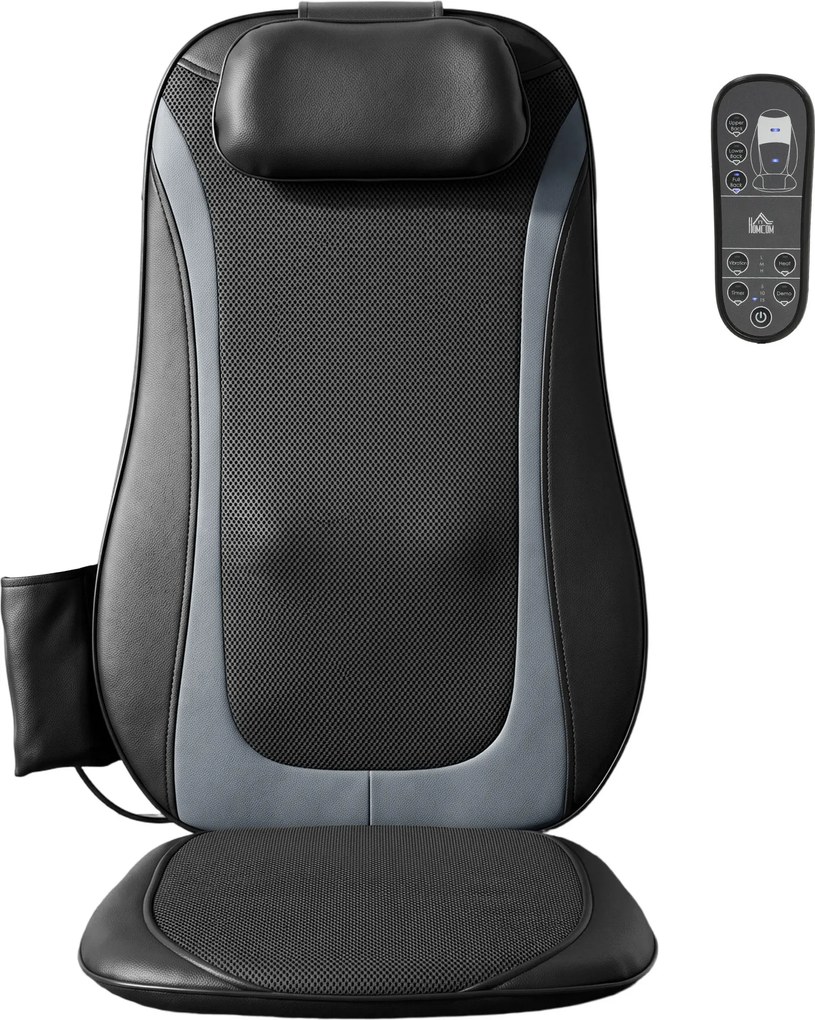 HOMCOM Shiatsu masażer pleców z ogrzewaniem, głęboki masaż i 3-stopniowa wibracja siedziska, urządzenie na bóle pleców | Aosom PL