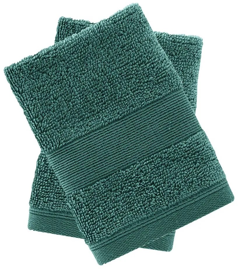 Ciemnozielone bawełniane ręczniki frotte zestaw 2 szt. 30x30 cm Anti-Bacterial – Catherine Lansfield