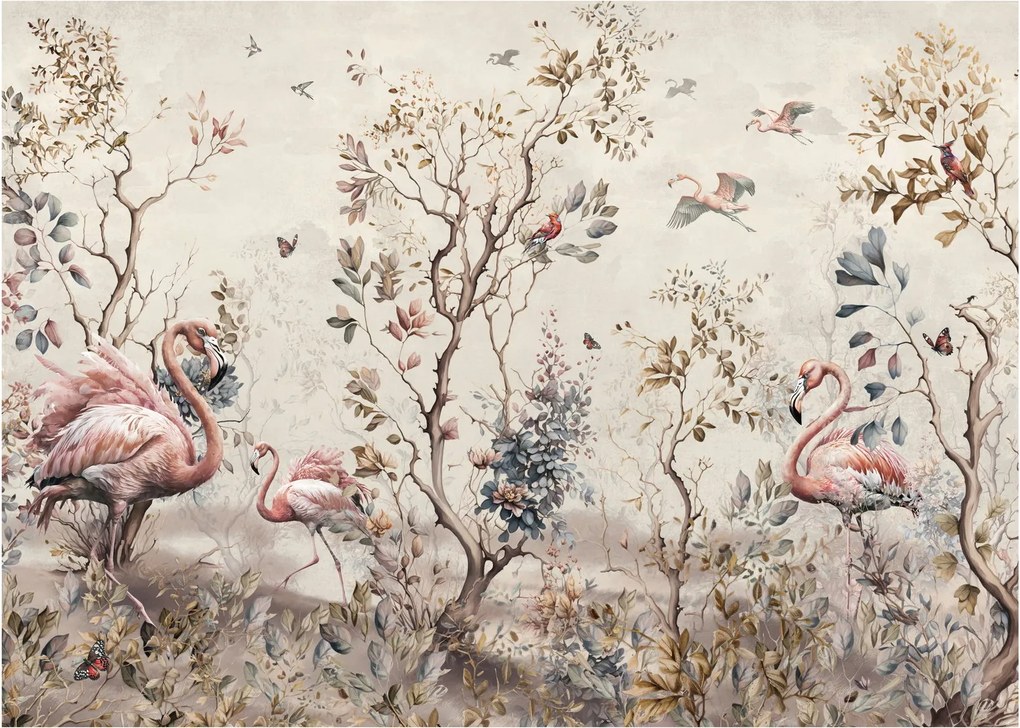 Obraz na szkle - Rysunek flamingów (70x50 cm)