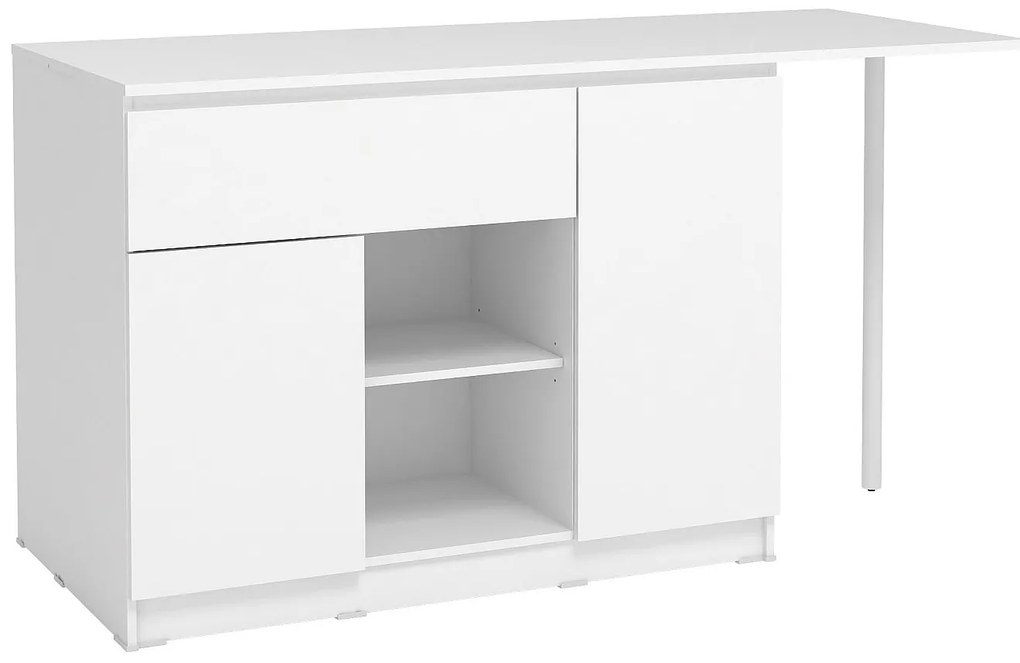 Wyspa kuchenna z 2 drzwiczkami, 1 szufladą i 2 wnękami - Biały - TUNORI