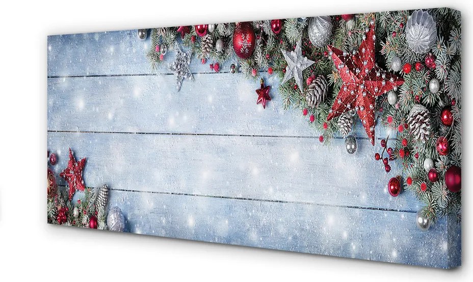 Obraz drukowany na płótnie Bombki, Szyszki i Deski