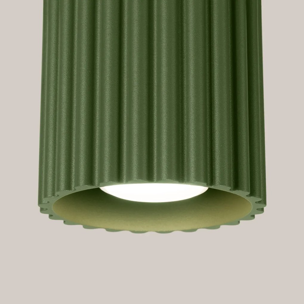 Plafon AURA 1 zielony oliwkowy GU10 ryflowany SOLLUX  LIGHTING