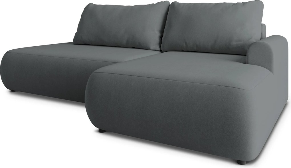 Masseno Narożnik NUVIRA z funkcją spania i pojemnikiem na pościel Narozniki L, Rozkładana sofa - Szary, CASTEL 93