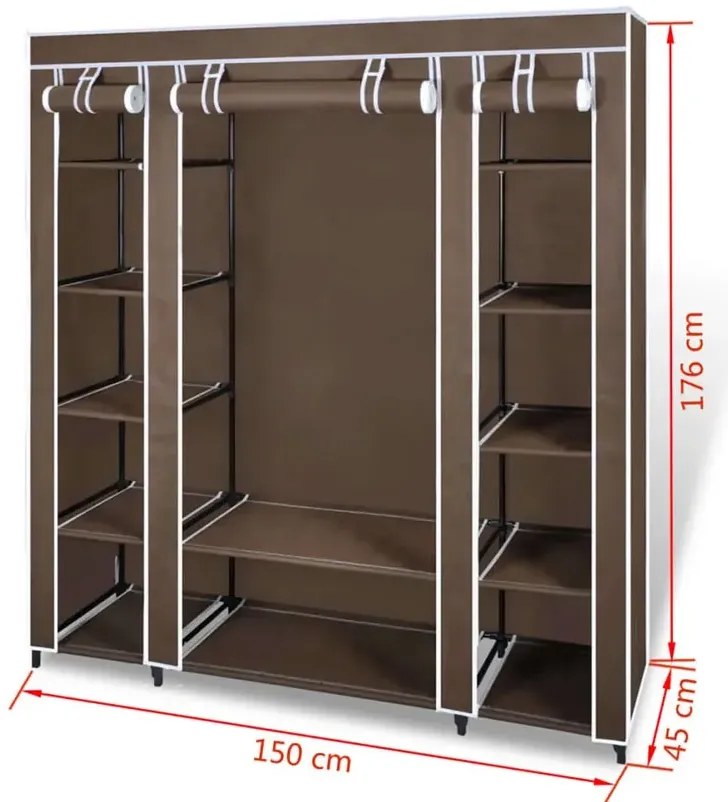 Brązowa szafa tekstylna na ubrania - Otelia 4X