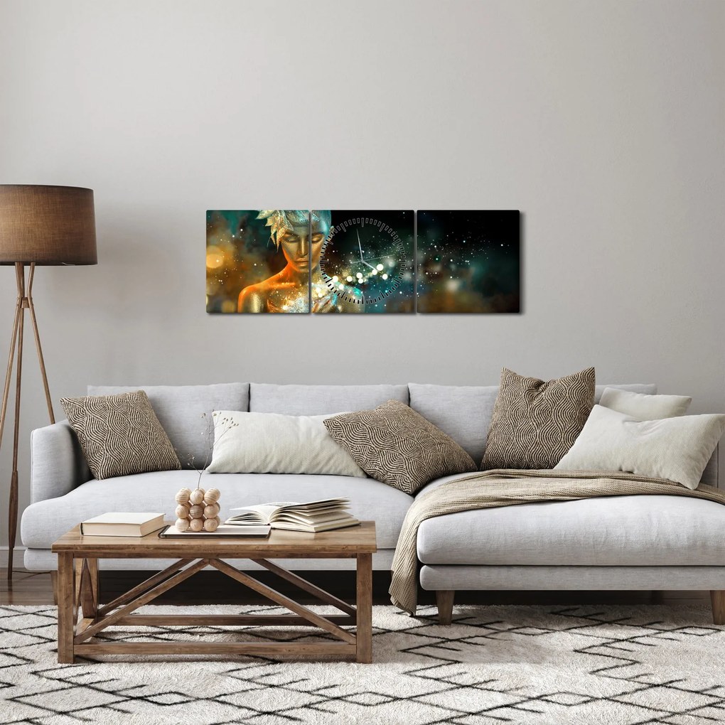 Obraz złotej wróżki (z zegarem) (90x30 cm)