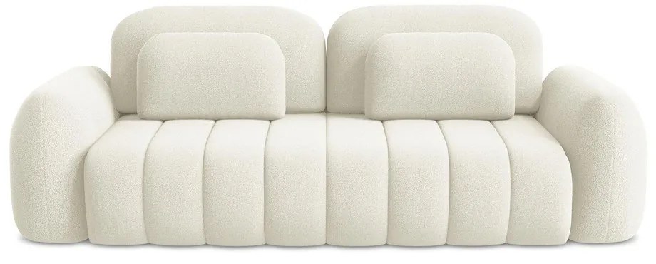 Beżowa sofa rozkładana z materiału bouclé ze schowkiem 266 cm Pele – Makamii