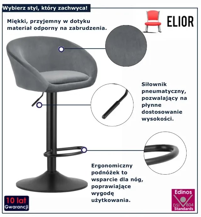 Szary hoker aksamitny T2-L30