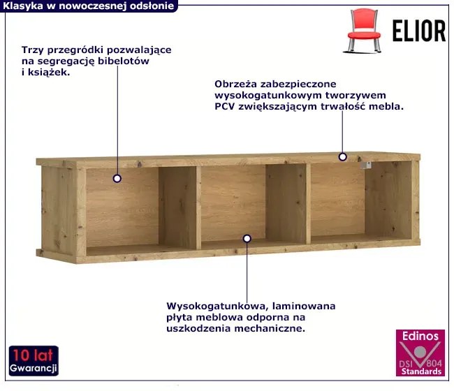 Wiszący regał z przegródkami dąb artisan - Basani 25X