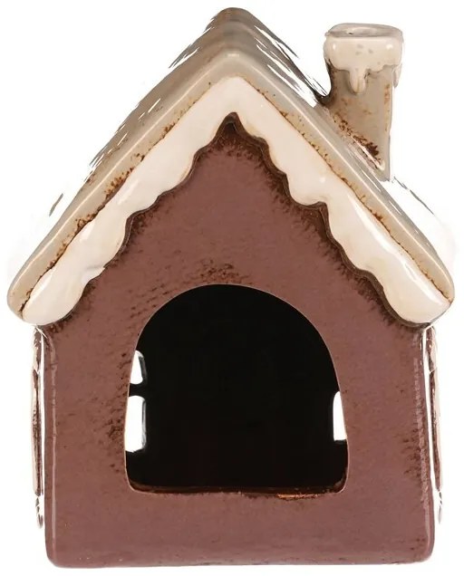 Świąteczna dekoracja piernikowy domek Serce naświeczkę do herbaty, ceramika, fioletowy