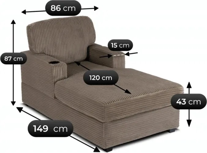 Fotel Wypoczynkowy Sofa NEO Beżowy Sztruksowy Nowoczesny