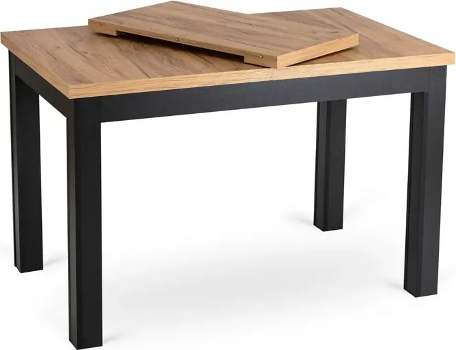 Zestaw Stół Rozkładany SKUBI 120-160 cm Dąb Craft/Czarny i 4 Krzesła NARIS Czarne