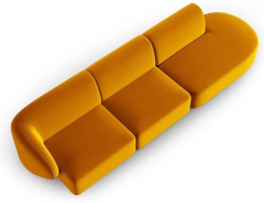 Musztardowa aksamitna sofa lewostronna 311 cm Paolo – Milo Casa