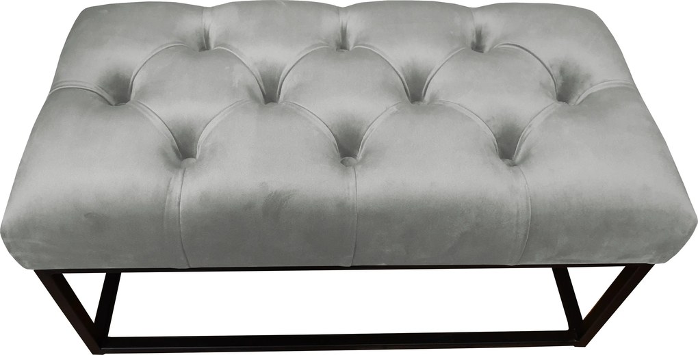 Ławka CHESTERFIELD tkanina Welur loft ławka metal : Kolor Stelaża - Czarny , Kolor tkaniny - VELVET - MG17, Typ tkaniny - Velvet