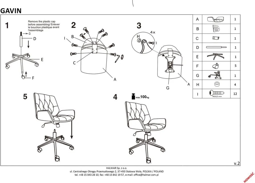 Krzesło biurowe Gavin z elementami ze sklejki