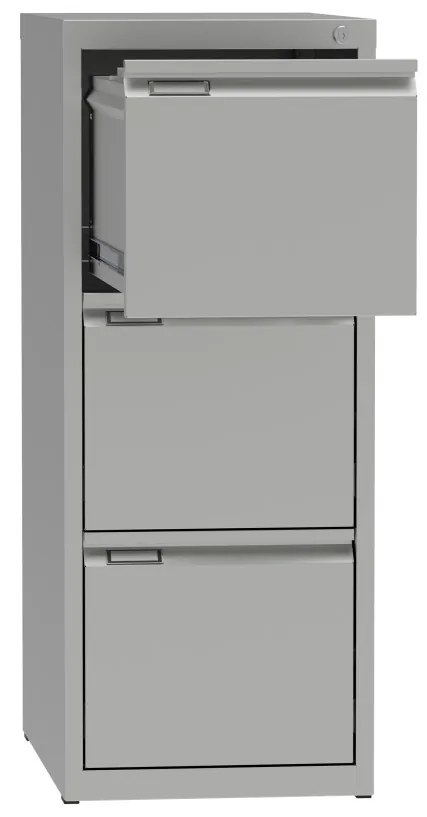 Metalowa szafa kartotekowa A4, 3 szuflady, kolor szary