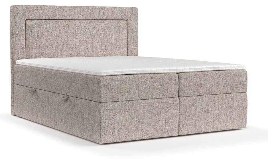 Jasnobrązowe łóżko boxspring ze schowkiem 140x200 cm Imagine – Maison de Rêve