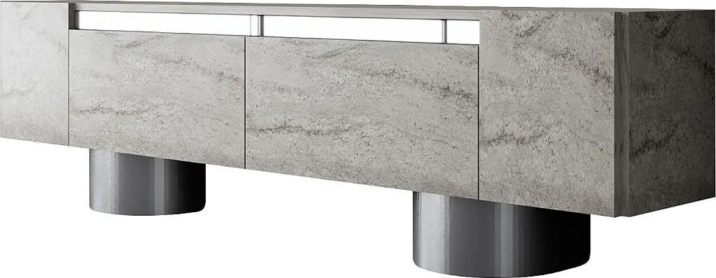 Stolik pod TV – 180 cm x 50 cm x 30 cm – trawertyn i srebro – płyta MDF