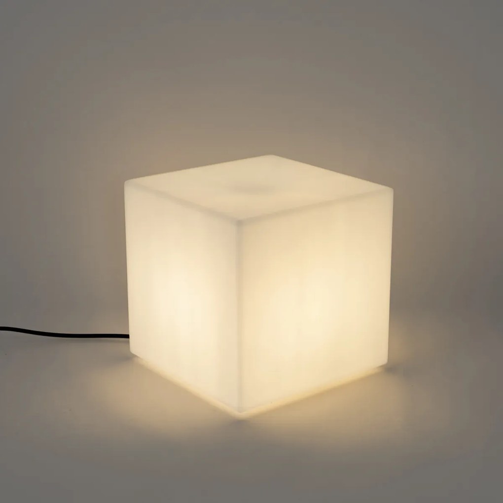 Zestaw 2 zewnętrznych lamp podłogowych białych, kwadratowych 30 i 38 cm IP44 - Nura