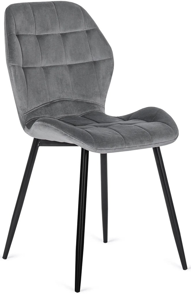 Zestaw Stół Okrągły Rozkładany DORIAN 80-160 cm Dąb Rustykalny/Czarny i 6 Krzeseł Tapicerowanych do Jadalni LUCKY Szare Welurowe