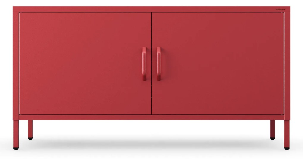 Szafka RTV metalowa na nóżkach czerwona, 1150x595x400 mm: ROSA Modern