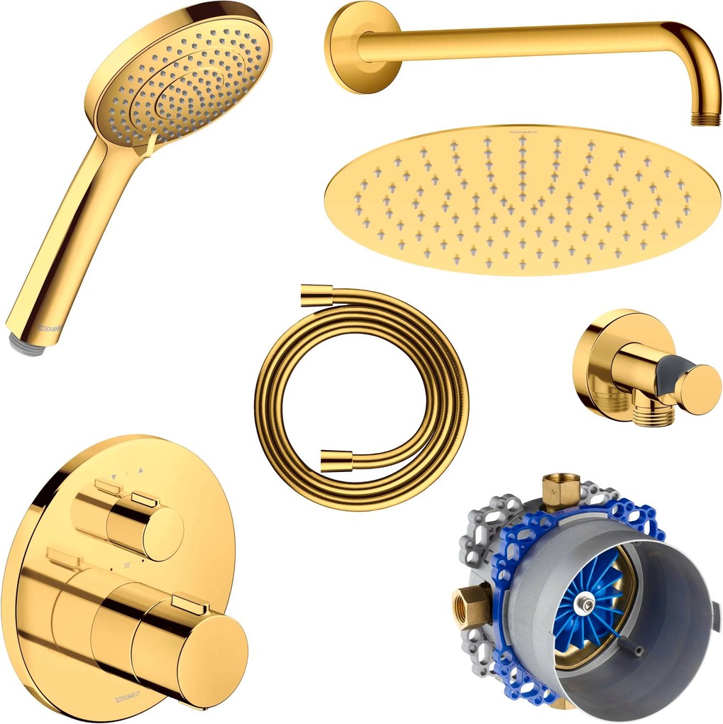 Podtynkowy system prysznicowy Duravit z termostatem i deszczownicą