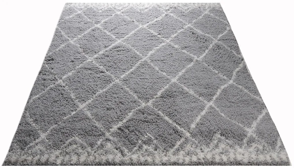 Dywan shaggy Nano Light Mikrofibra Romby szary 120 cm x 160 cm