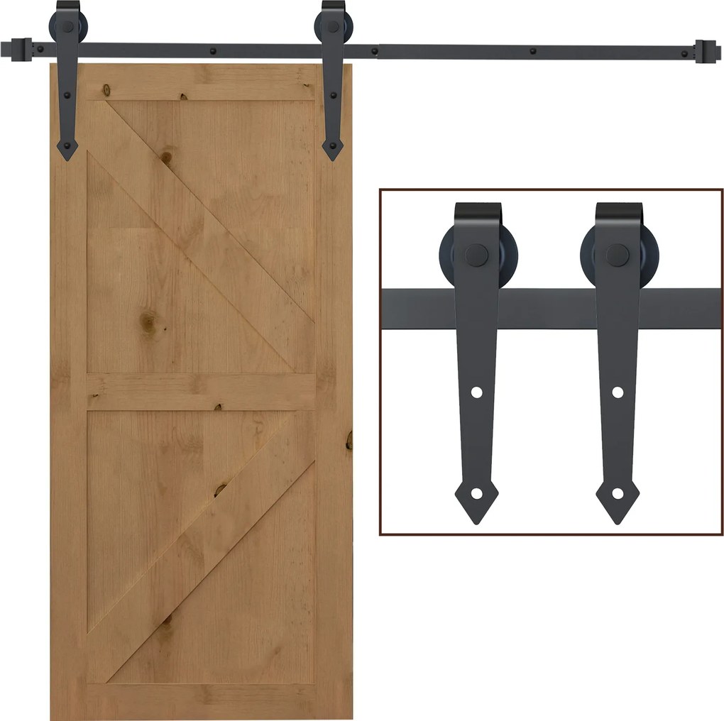 HOMCOM Kompletny zestaw okuć do drzwi przesuwnych, metal, 200 cm, max. 100 kg, Brązowy