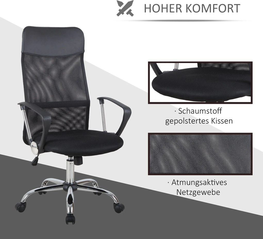 Vinsetto Krzesło Biurowe do Biurka Regulowane na Wysokość Funkcja Nachylenia 60x60x92cm Kremowe | Aosom PL