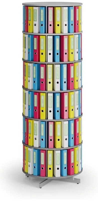 Regał obrotowy na segregatory, 6 półki, szary