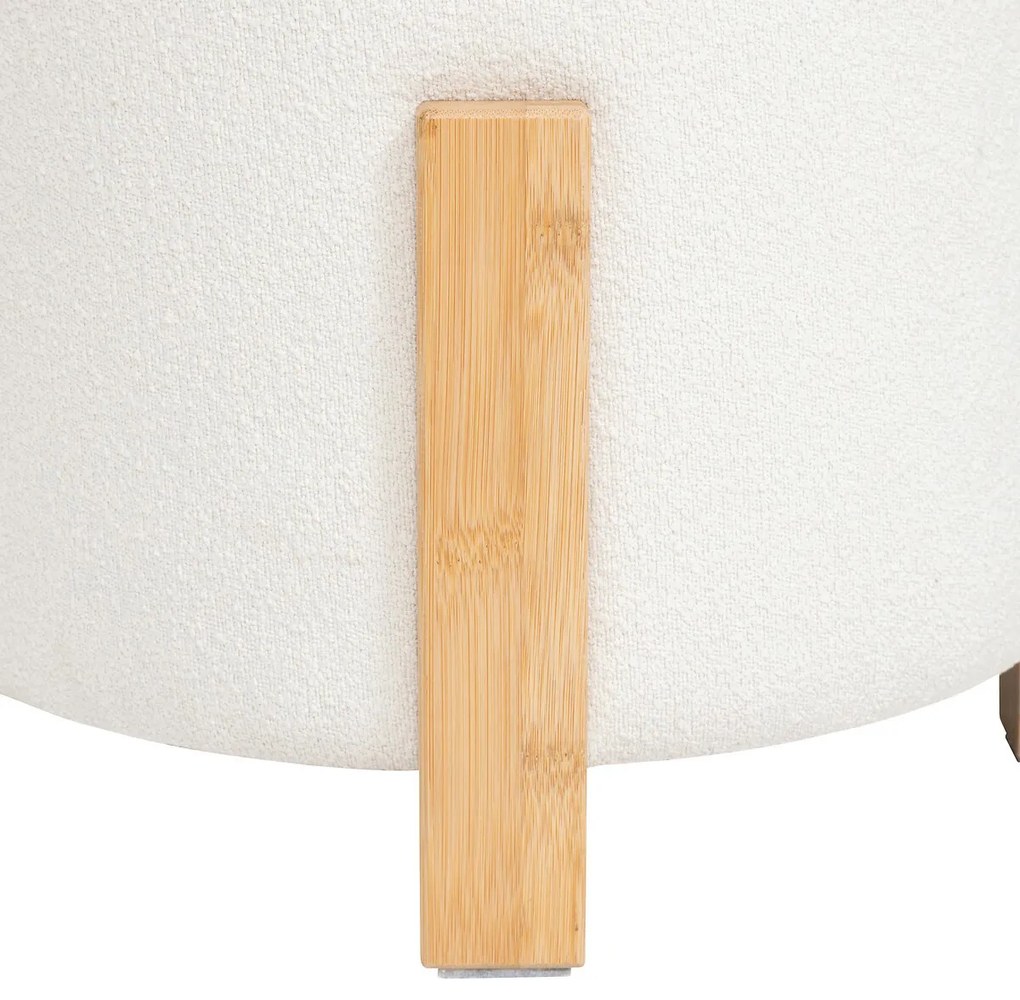 Pufa bouclé Ø 32 cm z bambusowymi nogami