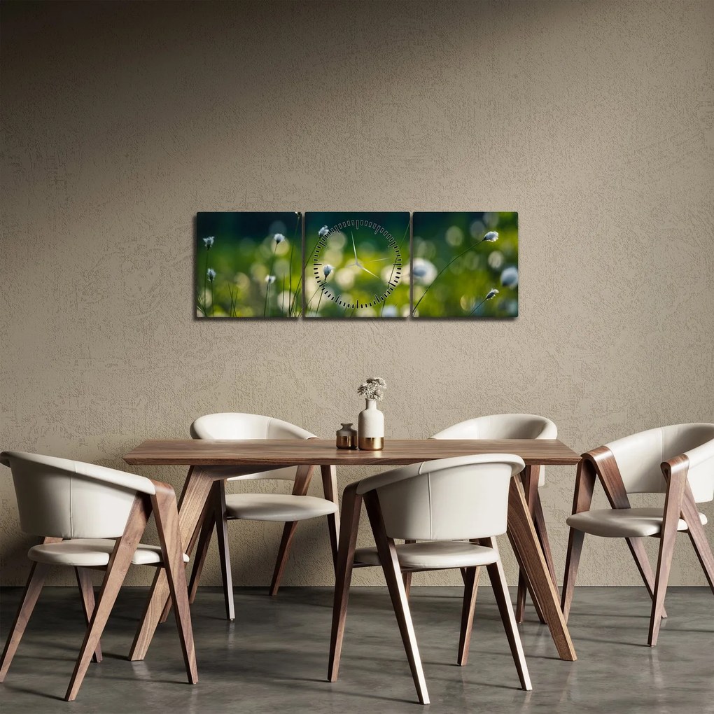 Obraz - Trawa (z zegarem) (90x30 cm)