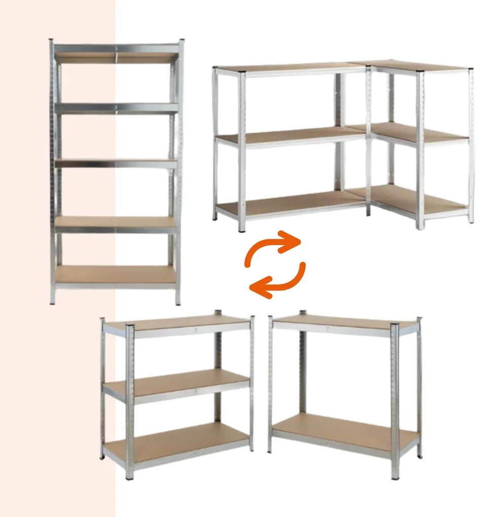 Regał o dużej nośności HEAVY, maks. 875kg, 90x40x180cm, srebrna Jurhan