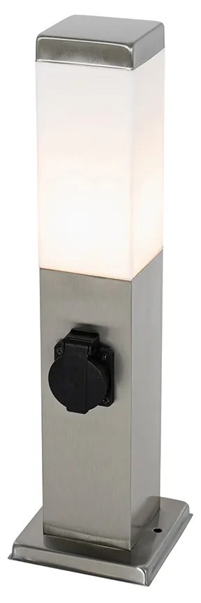 Zewnetrzna Nowoczesna lampa zewnętrzna 45 cm stalowa z gniazdkiem IP44 - Malios Nowoczesny Oswietlenie zewnetrzne