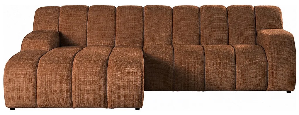 Kanapa narożna lewostronna z tkaniny szenilowej w kolorze terakoty BELADON