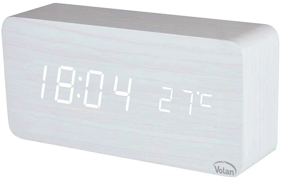 Zegar budzik drewniany elektroniczny cyfrowy led stojący - termometr + data