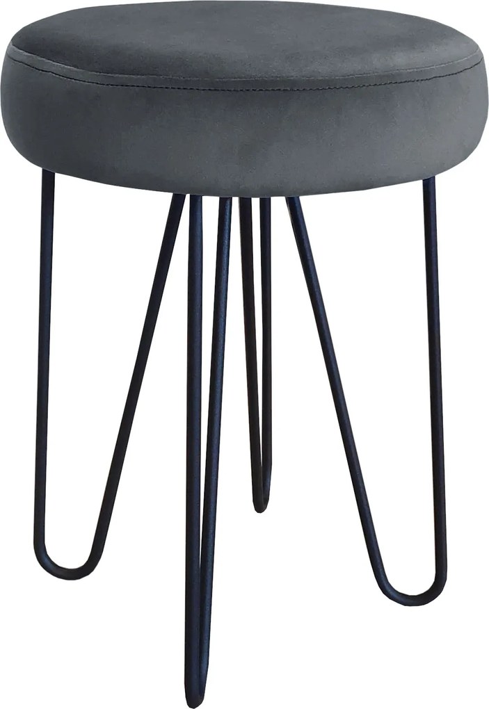 Taboret Venus tkanina Welur stelaż metalowy STOŁEK LOFT : Kolor Stelaża - Czarny , Kolor tkaniny - VELVET - BL14, Typ tkaniny - Velvet