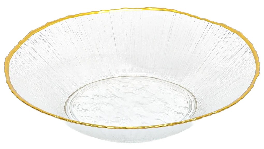 Szklany talerz głeboki ze złotą obwódką DATURA, 20 cm