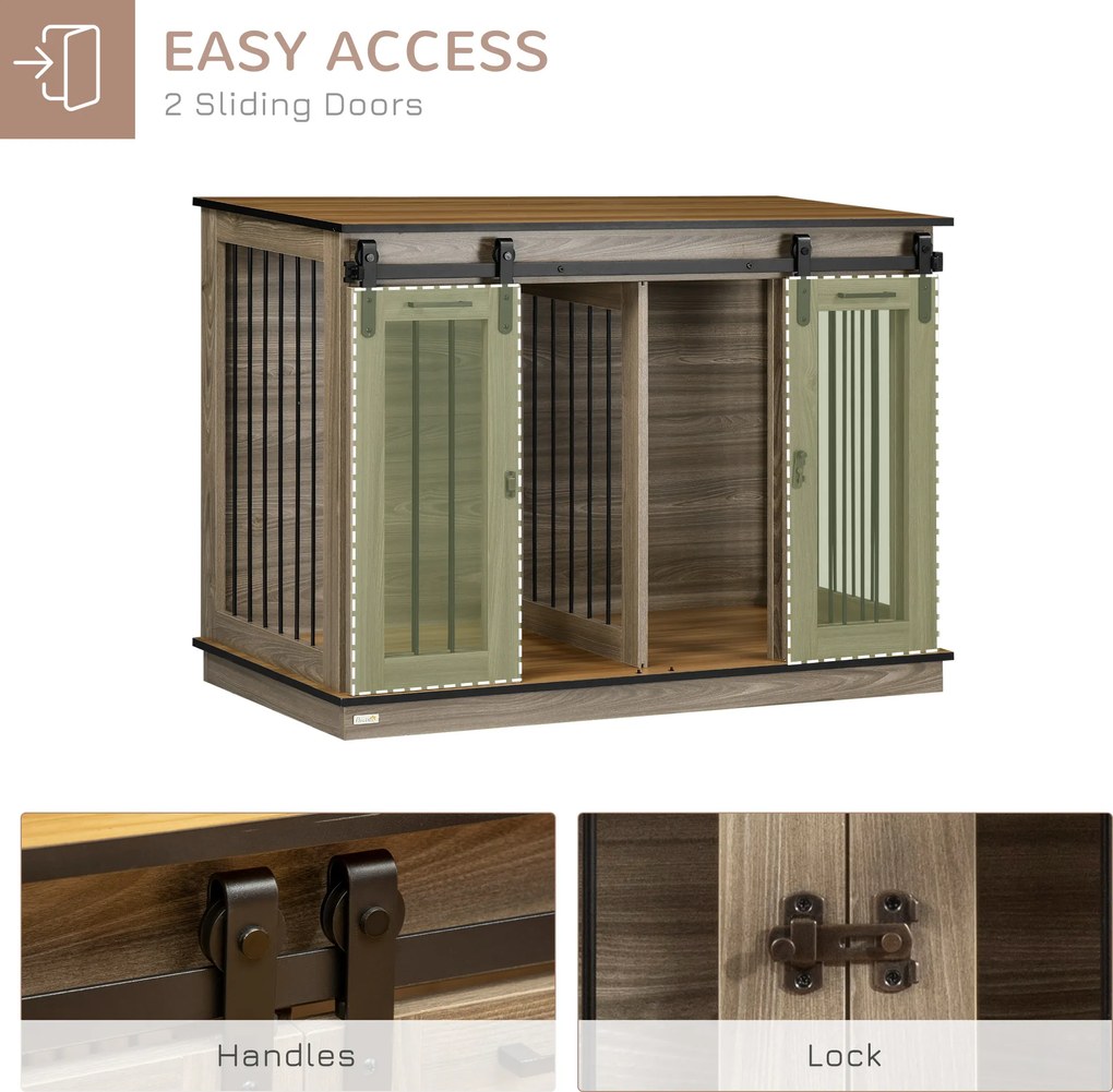 PawHut Klatka dla psa z 2 drzwiami transportowa z zamkiem rustykalny brązowy | Aosom PL