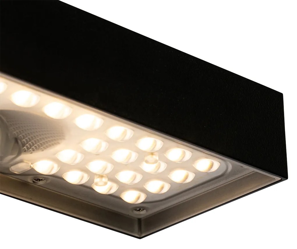 Zewnetrzna Lampa ścienna zewnętrzna czarna ze światłem ściemnianym i czujnikiem na panelach słonecznych - Kayo Nowoczesny Oswietlenie zewnetrzne