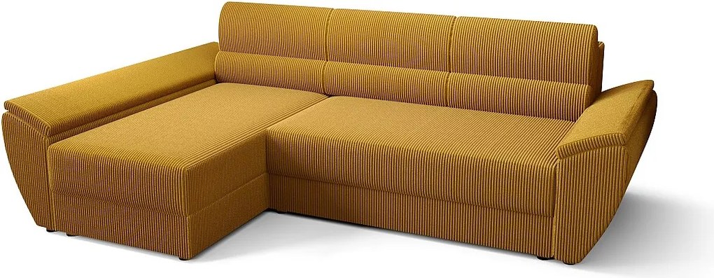 BEDANTE Narożnik L REBI L3 Poso 01 Lewostronny z funkcją spania, odcień piaskowy, kształt L, sofa z pojemnikiem, skrzynia na pościel