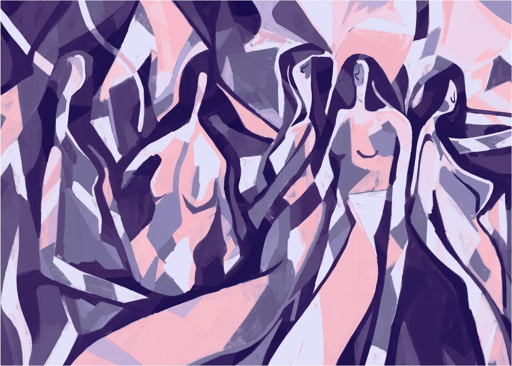 Obraz na szkle - Abstrakcyjne kobiety (70x50 cm)