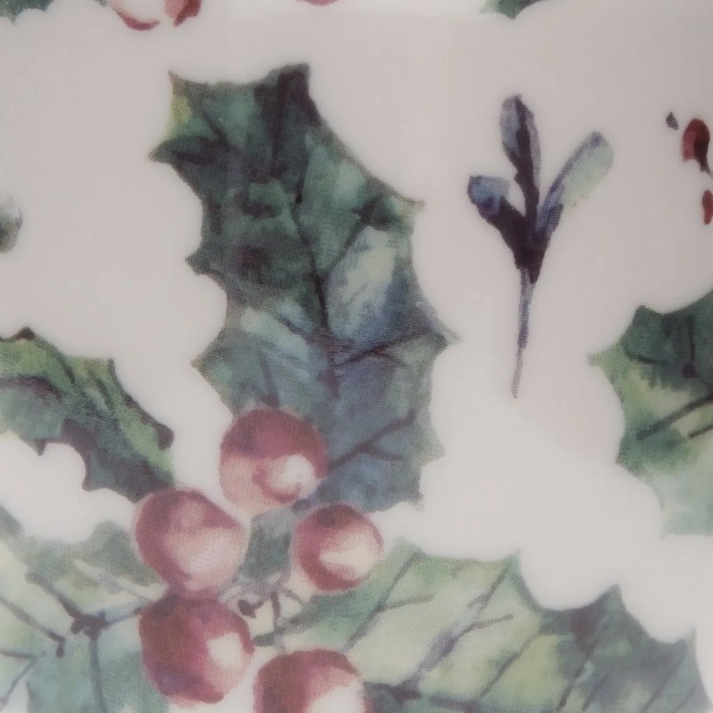 Zestaw 6 porcelanowych kubków Bożonarodzeniowa ostrokrzew 300 ml, 300 ml