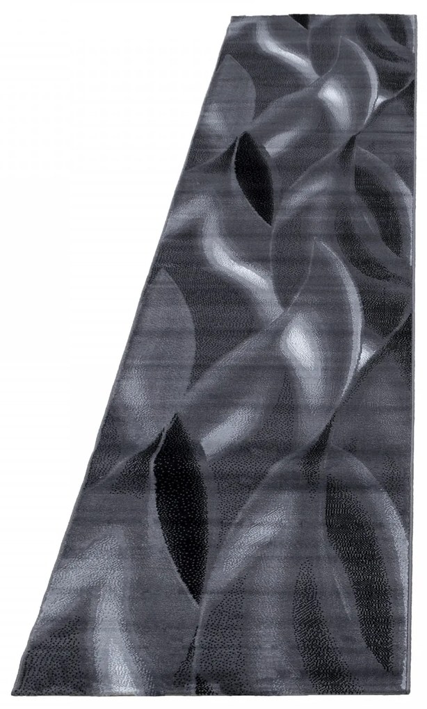 Dywan nowoczesny Plus Wstęgi szaro-czarny 80 cm x 300 cm