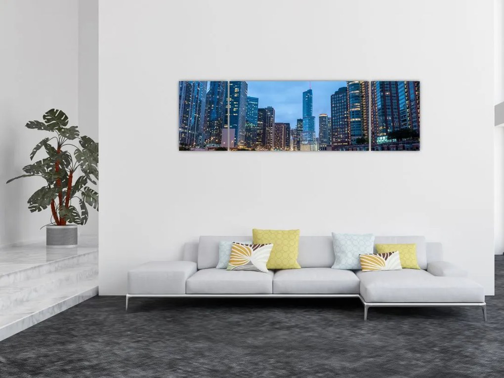 Obraz miasta nocą (170x50 cm)